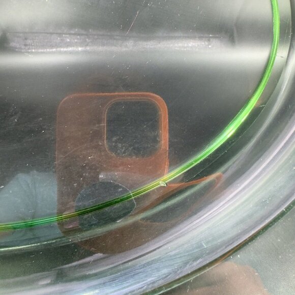 1960s Long Uranium Green Depression Glass Tray Dish Large Glass UV Glow 15”Long - Picture 7 of 15